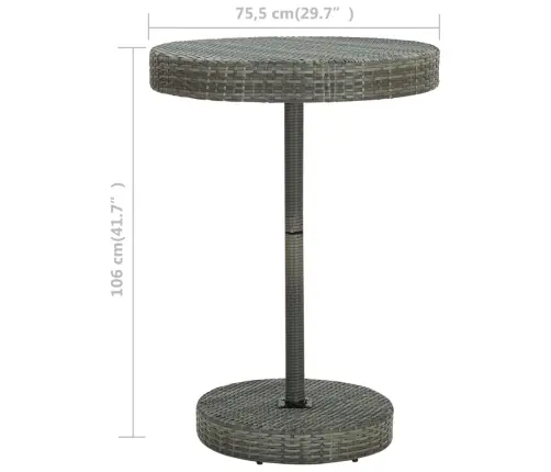 Dārza Galds, Pelēks, 75,5X106 Cm, Pe Rotangpalma Vidaxl