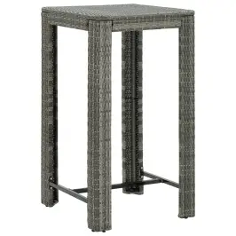 Dārza Bāra Galds, Pelēks, 60,5X60,5X110,5 Cm, Pe Rotangpalma Vidaxl