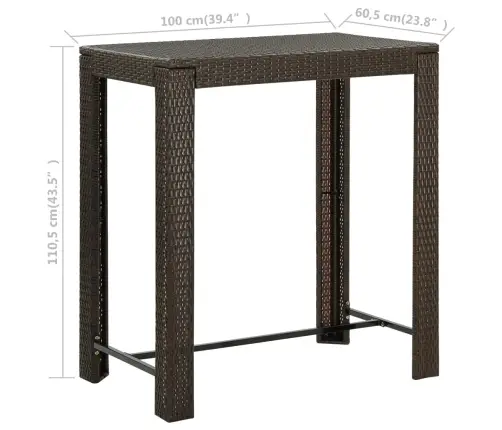 Sodo Baro Staliukas, Rudas, 100X60,5X110,5cm Poliratanas Sodo Baro Staliukas, Rudas, 100X60,5X110,5cm Poliratanas