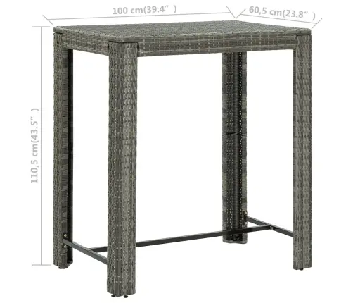 Dārza Bāra Galds, Pelēks, 100X60,5X110,5 Cm, Pe Rotangpalma Vidaxl Dārza Bāra Galds, Pelēks, 100X60,5X110,5 Cm, Pe Rotangpalma Vidaxl