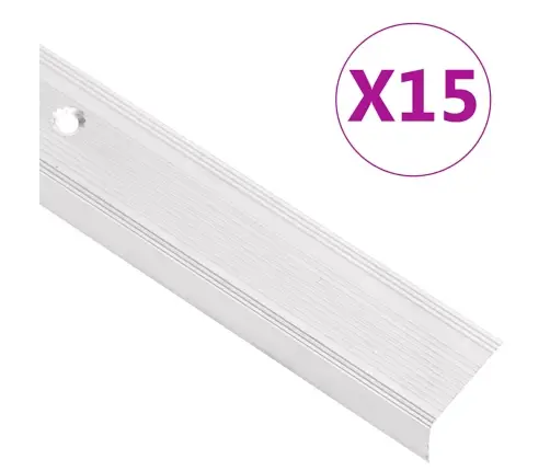 Profiliai Laiptams, 15Vnt., Sidabro, 90 cm Aliuminis, L Formos