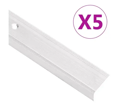 Kāpņu Profili, 5 Gab., L Forma, 90 Cm, Sudraba Krāsas Alumīnijs Vidaxl