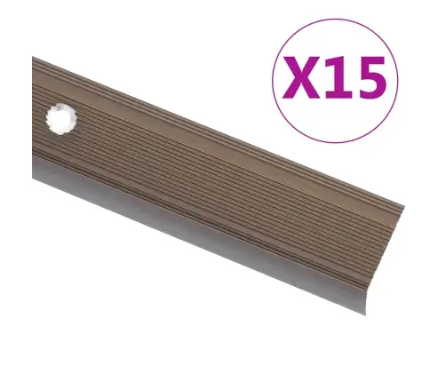 Kāpņu Profili, 15 Gab., L Forma, 90 Cm, Brūns Alumīnijs Vidaxl