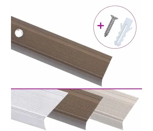 Kāpņu Profili, 15 Gab., L Forma, 90 Cm, Brūns Alumīnijs Vidaxl