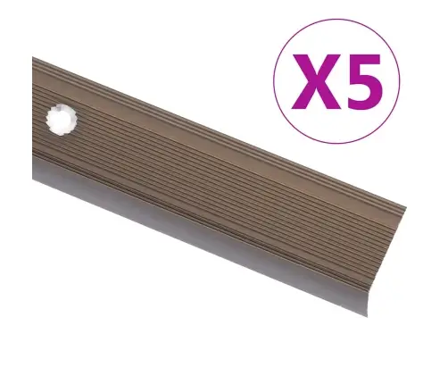 Kāpņu Profili, 5 Gab., L Forma, 90 Cm, Brūns Alumīnijs Vidaxl