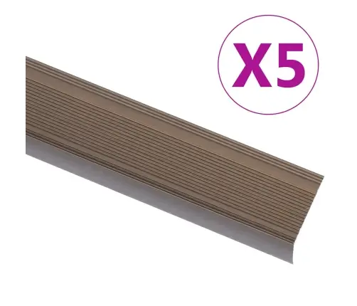 Kāpņu Profili, 5 Gab., L Forma, 90 Cm, Brūns Alumīnijs Vidaxl