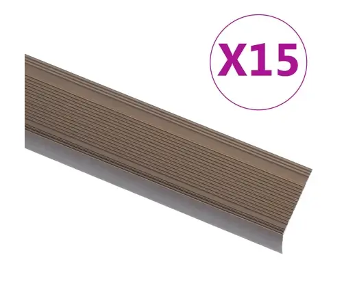 Kāpņu Profili, 15 Gab., L Forma, 90 Cm, Brūns Alumīnijs Vidaxl