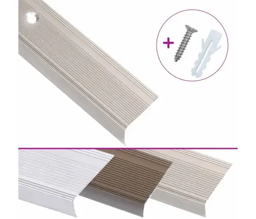 Profiliai Laiptams, 5Vnt., Šampano, 90 cm Aliuminis, L Formos