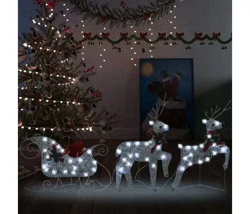 Ziemassvētku Dekorācija, Ziemeļbrieži Un Kamanas, 60 Led Vidaxl Ziemassvētku Dekorācija, Ziemeļbrieži Un Kamanas, 60 Led Vidaxl