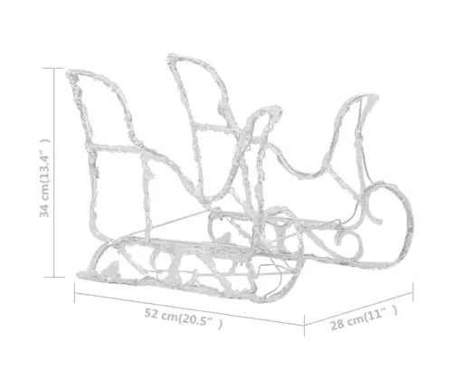 Ziemassvētku Dekorācija, Ziemeļbrieži Un Kamanas, 280X28X55 Cm Vidaxl