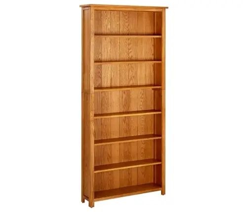 Knygų Spinta Su 7 Lentynomis, 90X22,5X200cm Ąžuolo Masyvas