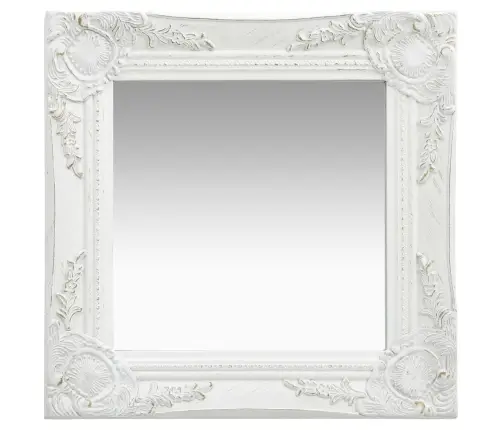 Baroka Stila Sienas Spogulis, 40X40 Cm, Balts Vidaxl