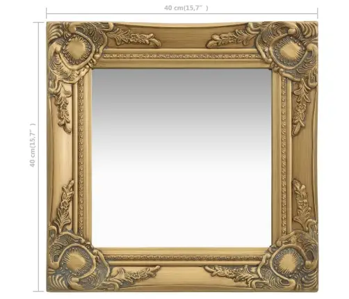 Baroka Stila Sienas Spogulis, 40X40 Cm, Zelta Krāsā Vidaxl