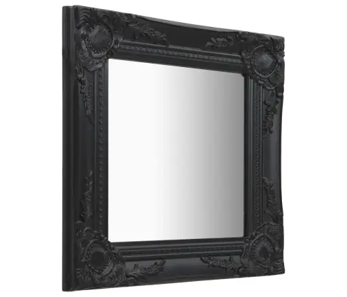 Baroka Stila Sienas Spogulis, 40X40 Cm, Melns  Vidaxl