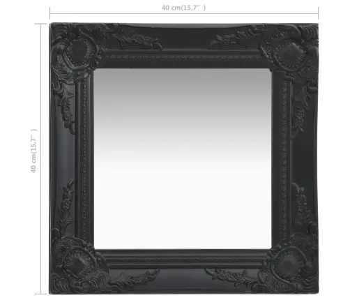 Baroka Stila Sienas Spogulis, 40X40 Cm, Melns  Vidaxl