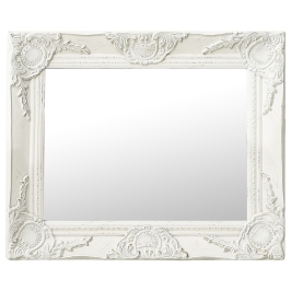 Baroka Stila Sienas Spogulis, 50X40 Cm, Balts Vidaxl