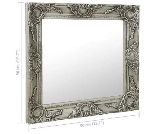 Sieninis Veidrodis, Sidabrinis, 50X50cm Barokinis Stilius