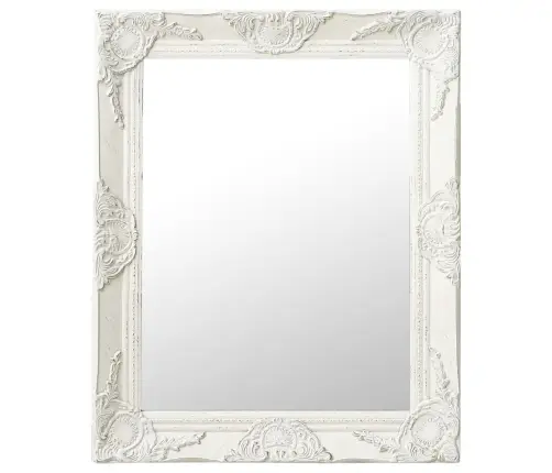 Baroka Stila Sienas Spogulis, 50X60 Cm, Balts Vidaxl