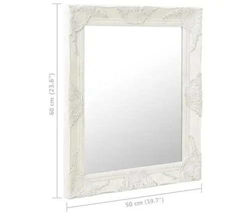 Baroka Stila Sienas Spogulis, 50X60 Cm, Balts Vidaxl