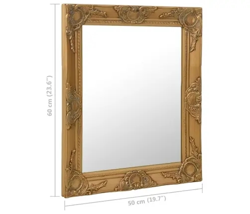 Baroka Stila Sienas Spogulis, 50X60 Cm, Zelta Krāsā Vidaxl