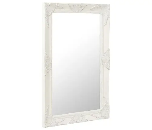 Baroka Stila Sienas Spogulis, 50X80 Cm, Balts Vidaxl