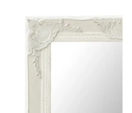 Baroka Stila Sienas Spogulis, 50X80 Cm, Balts Vidaxl