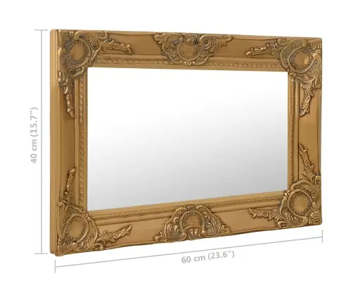 Baroka Stila Sienas Spogulis, 60X40 Cm, Zelta Krāsā Vidaxl