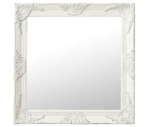Baroka Stila Sienas Spogulis, 60X60 Cm, Balts Vidaxl