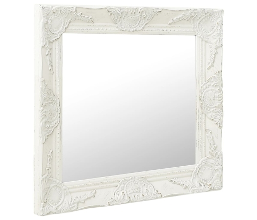 Baroka Stila Sienas Spogulis, 60X60 Cm, Balts Vidaxl