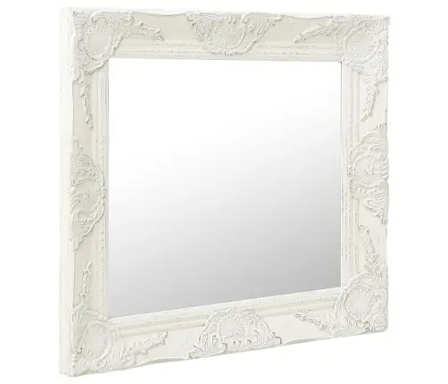 Baroka Stila Sienas Spogulis, 60X60 Cm, Balts Vidaxl