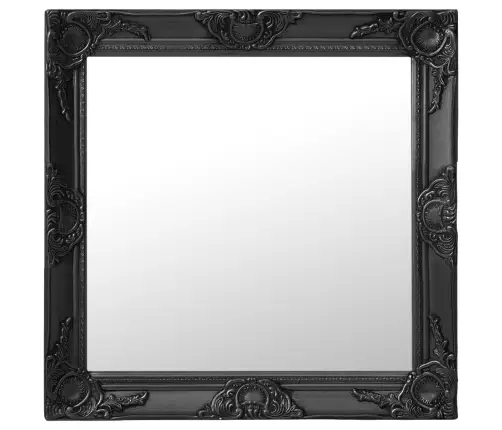Baroka Stila Sienas Spogulis, 60X60 Cm, Melns Vidaxl