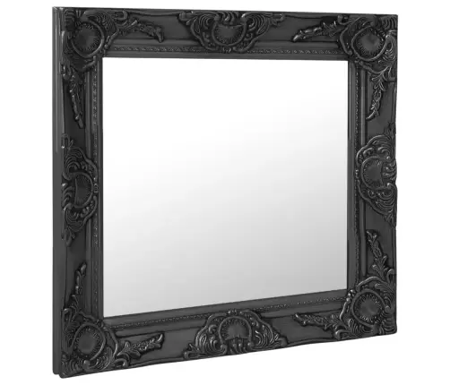 Baroka Stila Sienas Spogulis, 60X60 Cm, Melns Vidaxl