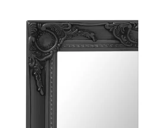 Baroka Stila Sienas Spogulis, 60X60 Cm, Melns Vidaxl