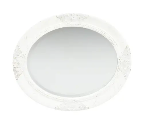 Sieninis Veidrodis, Baltos Spalvos, 50X60cm Barokinio Stiliaus