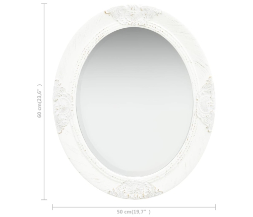 Baroka Stila Sienas Spogulis, 50X60 Cm, Balts Vidaxl