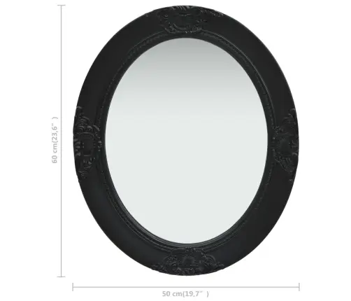 Sieninis Veidrodis, Juodos Spalvos, 50X60cm Barokinio Stiliaus