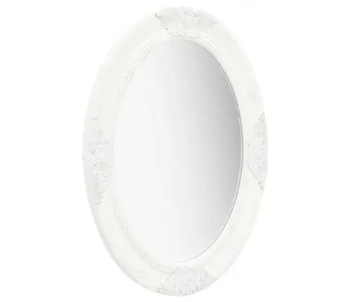 Baroka Stila Sienas Spogulis, 50X70 Cm, Balts Vidaxl