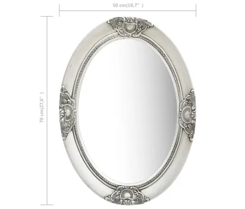 Sieninis Veidrodis, Sidabrinis, 50X70cm Barokinio Stiliaus