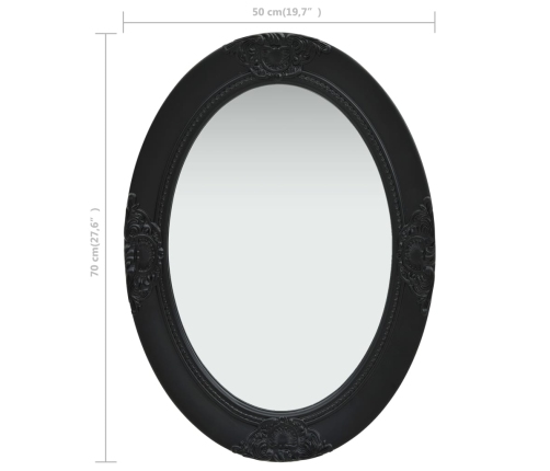 Baroka Stila Sienas Spogulis, 50X70 Cm, Melns Vidaxl