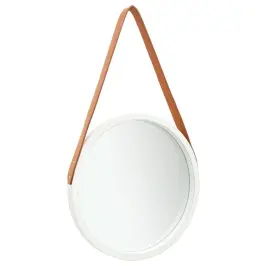 Sienas Spogulis Ar Siksnu, 40 Cm, Balts Vidaxl