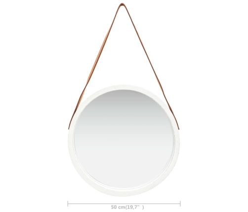 Sienas Spogulis Ar Siksnu, 50 Cm, Balts Vidaxl