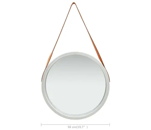 Sienas Spogulis Ar Siksnu, 50 Cm, Sudraba Krāsā Vidaxl