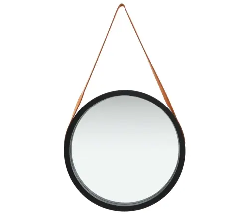 Sienas Spogulis Ar Siksnu, 50 Cm, Melns Vidaxl