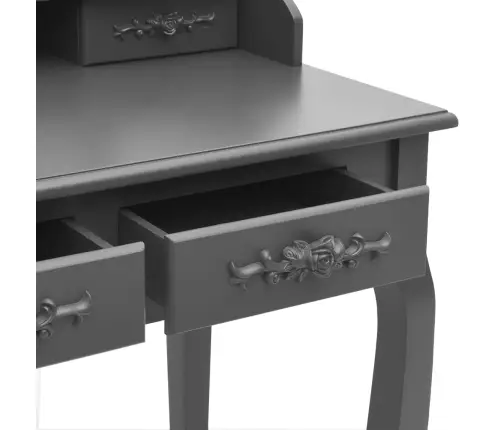 Spoguļgaldiņš Ar Tabureti, Pelēks, 75X69X140 Cm, Paulonija Koks Vidaxl