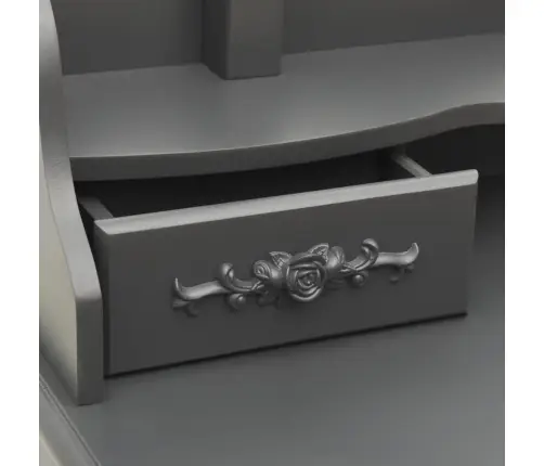 Spoguļgaldiņš Ar Tabureti, Pelēks, 75X69X140 Cm, Paulonija Koks Vidaxl