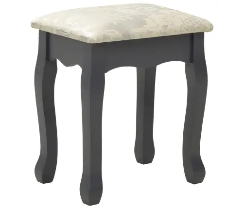 Spoguļgaldiņš Ar Tabureti, Pelēks, 75X69X140 Cm, Paulonija Koks Vidaxl