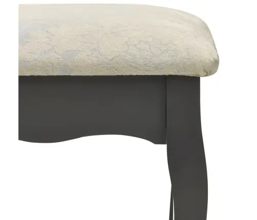 Spoguļgaldiņš Ar Tabureti, Pelēks, 75X69X140 Cm, Paulonija Koks Vidaxl