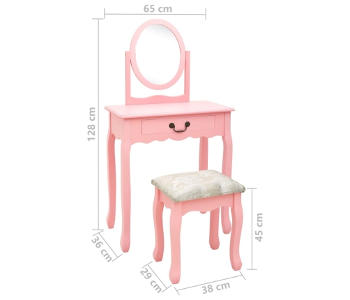 Kosmetinis Staliukas, Rožinis, 65X36X128cm Paulovnija Ir Mdf