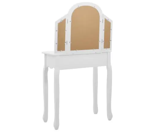 Spoguļgaldiņš Ar Tabureti, Balts, 65X36X128 Cm, Paulonijas Koks Vidaxl