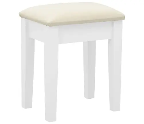 Spoguļgaldiņš Ar Tabureti, Balts, 65X36X128 Cm, Paulonijas Koks Vidaxl